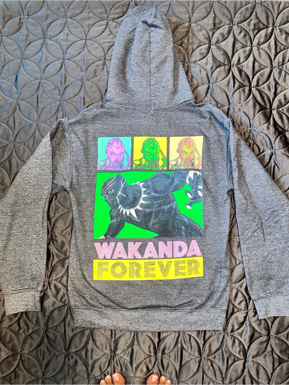 Marvel Black Panther 'Wakanda Forever' Kids Gray Hoodie